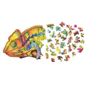 Színes fa kaméleon puzzle