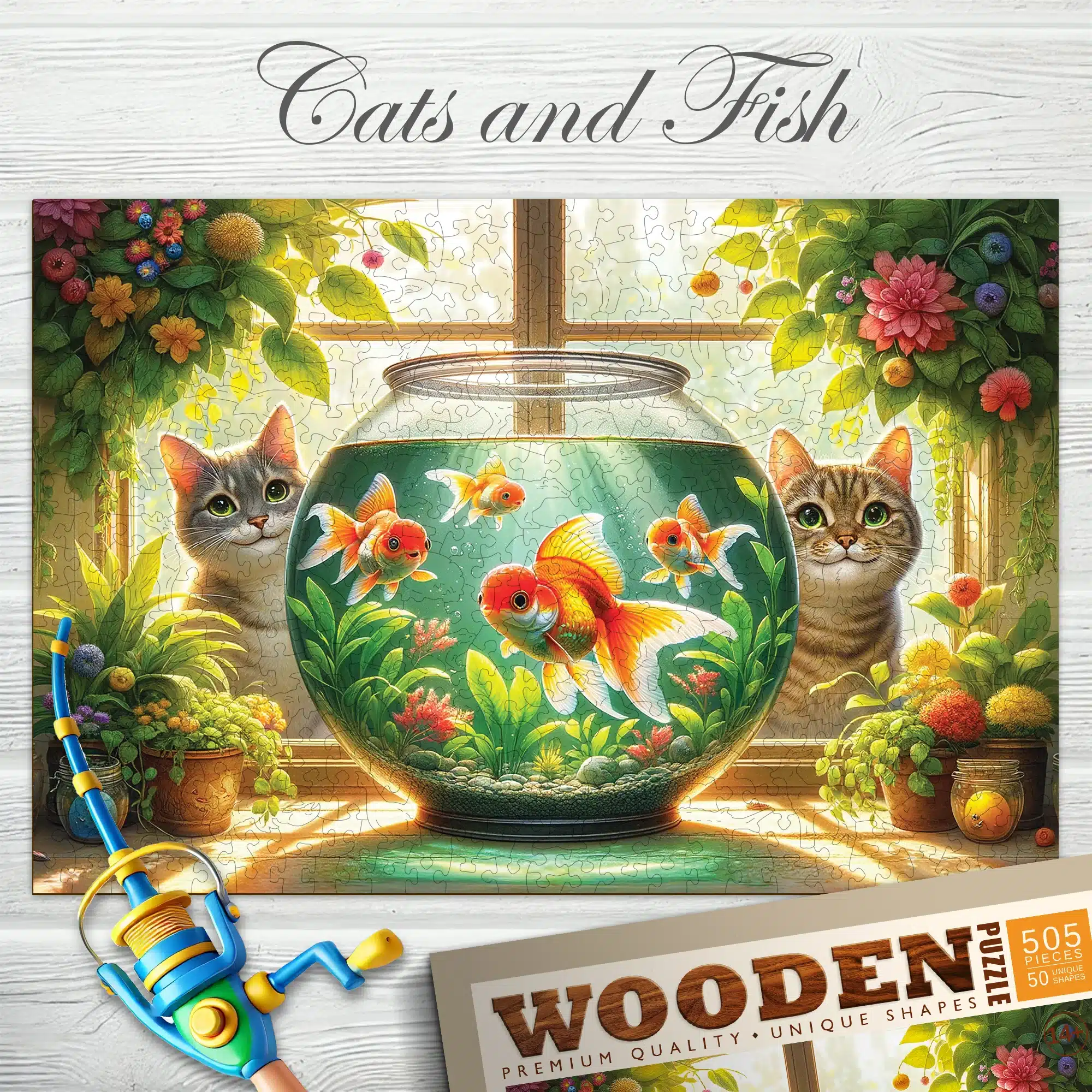 cicák és halak fa puzzle