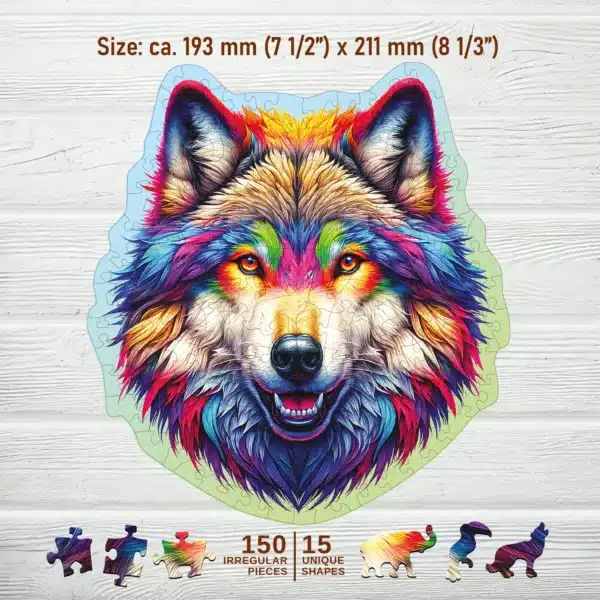 szivárványos farkas fa puzzle