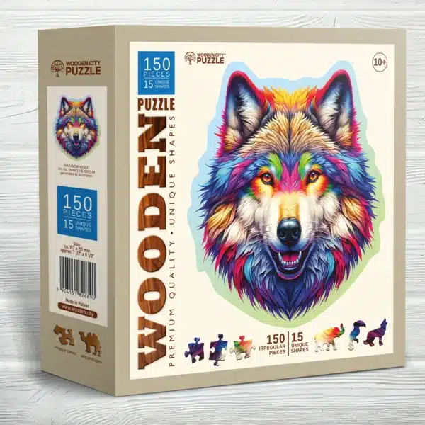 szivárványos farkas fa puzzle