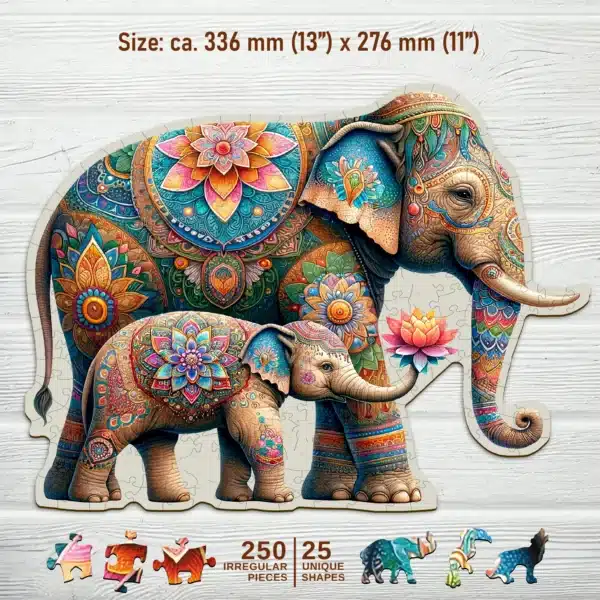 díszes elefántok fa puzzle