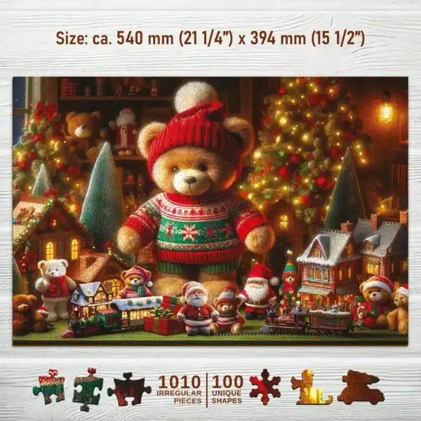 karácsonyi plüssmackó fa puzzle