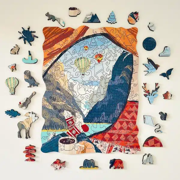 hegyi kilátás fa puzzle