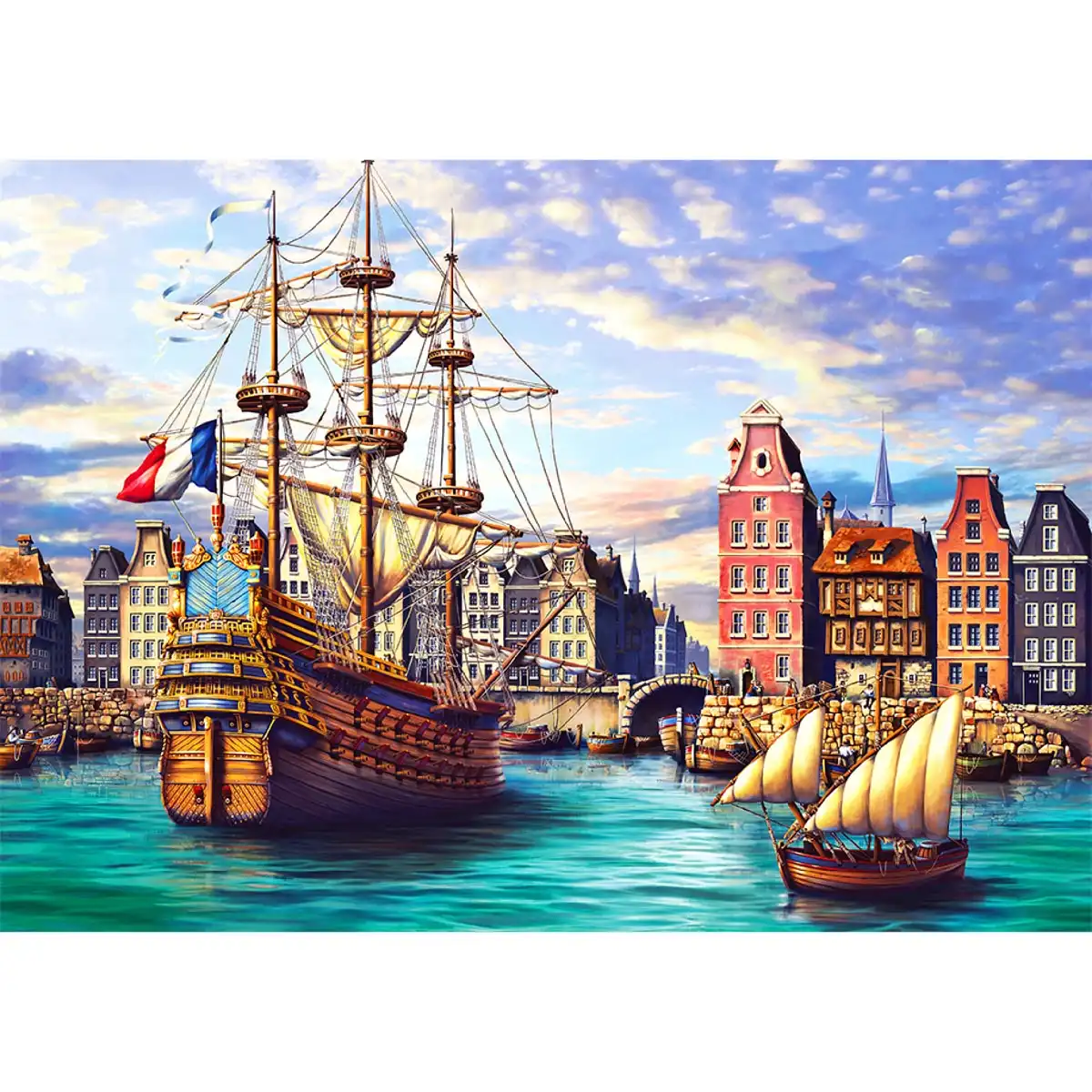 régi hajók a kikötőben fa puzzle