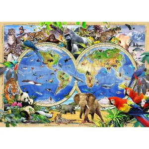 állati királyság térkép fa puzzle