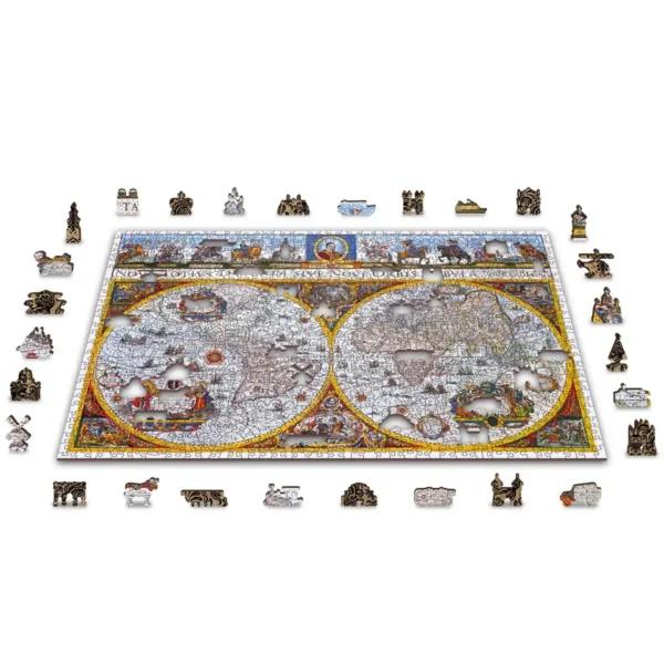 nova terrarum antik térkép fa puzzle