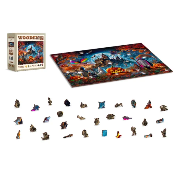 halloween kastély éjszaka fa puzzle