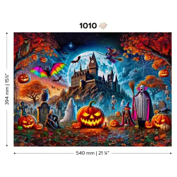 halloween kastély éjszaka fa puzzle